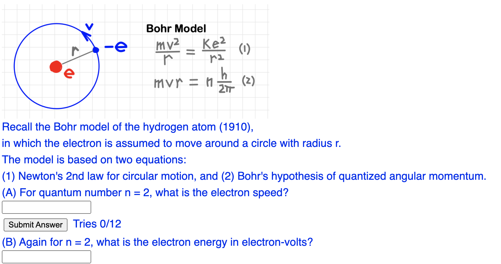 solved-e-bohr-model-ke-r-mv2-1-h-mur-1-2-recall-chegg