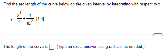 Solved Find The Arc Length Of The Curve Below On The Given | Chegg.com