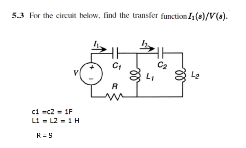 Solved 5.3 For The Circuit Below. Find The Transfer Function | Chegg.com