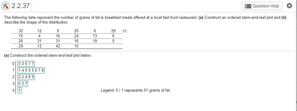 Solved x 2.2.37 Question Help The following data represent | Chegg.com
