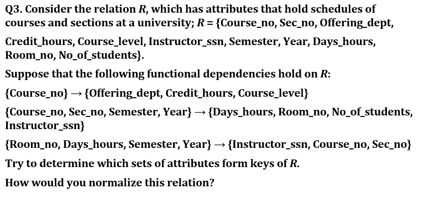 Solved Q3 Consider The Relation R Which Has Attributes