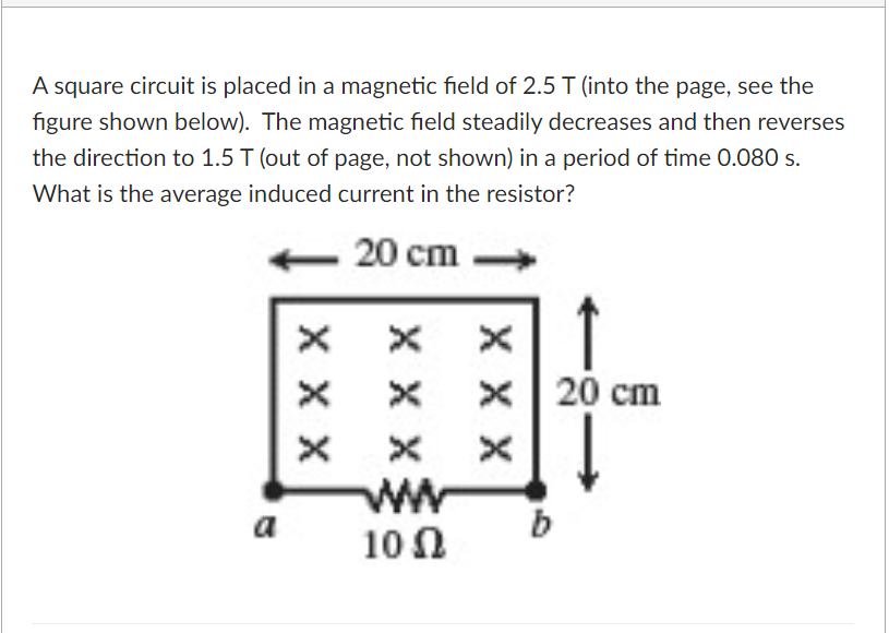 Solved A square circuit is placed in a magnetic field of 2.5 | Chegg.com