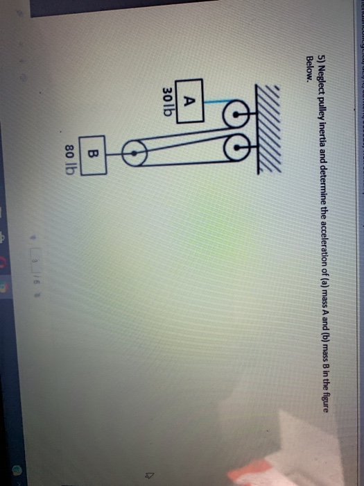 Solved 5) Neglect Pulley Inertia And Determine The | Chegg.com