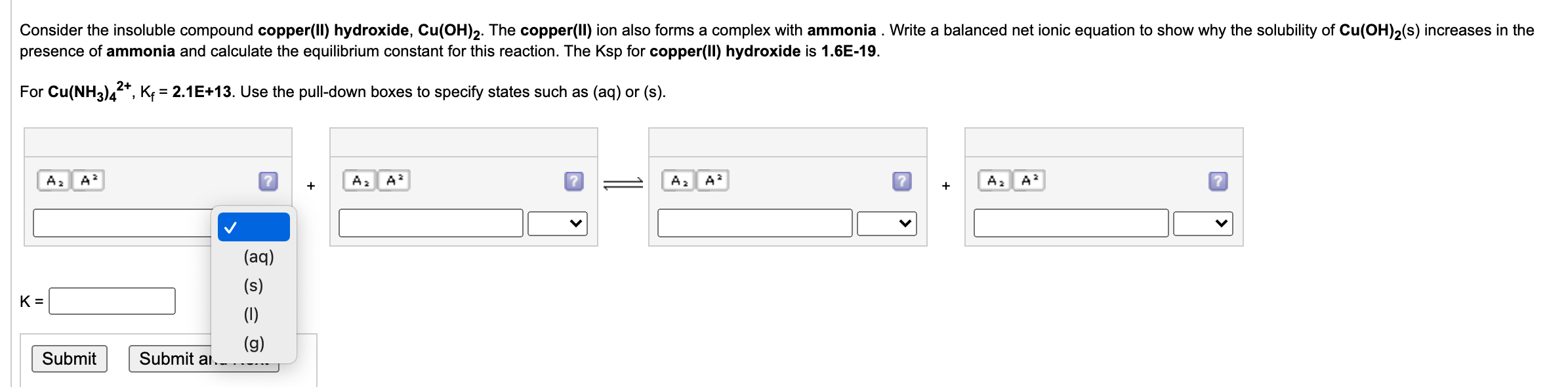 Solved Consider the insoluble compound copper(ll) hydroxide,