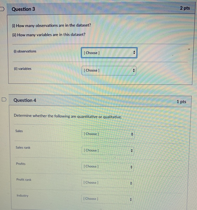 Solved Questions 1 to 5 refer to the following dataset for a | Chegg.com