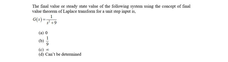 Solved The final value or steady state value of the | Chegg.com