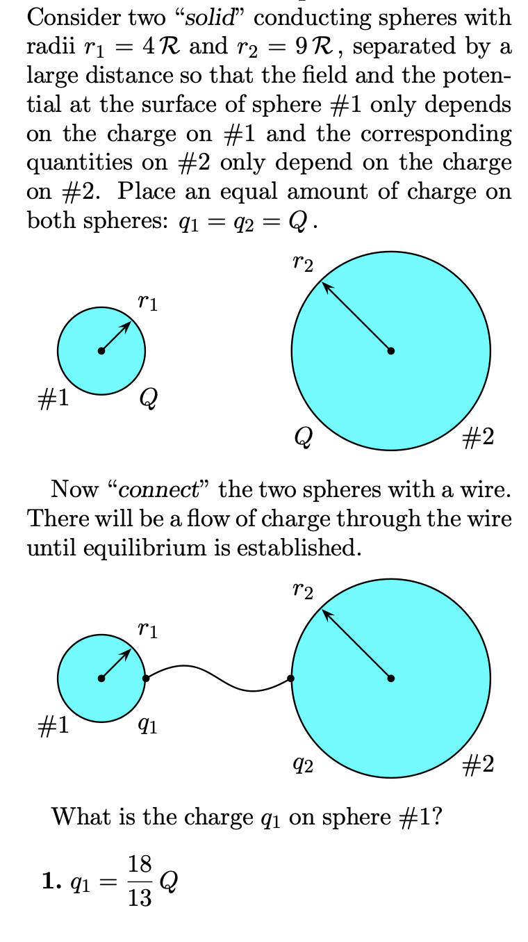 Solved Consider Two “solid” Conducting Spheres With Radii Rı | Chegg.com