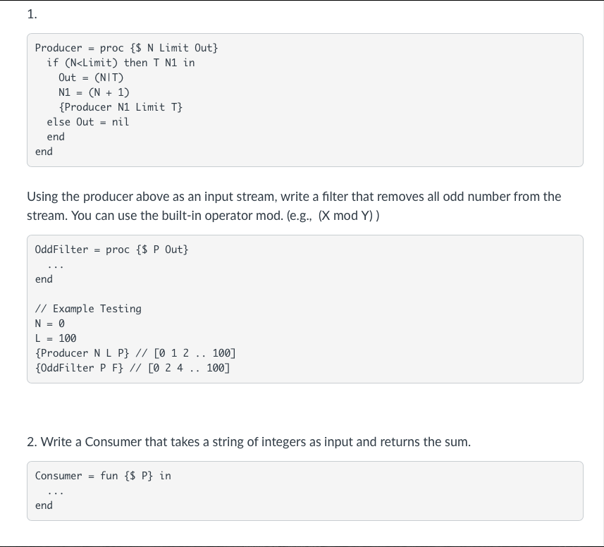 Hi, I'm having trouble writing this functions in OZ | Chegg.com