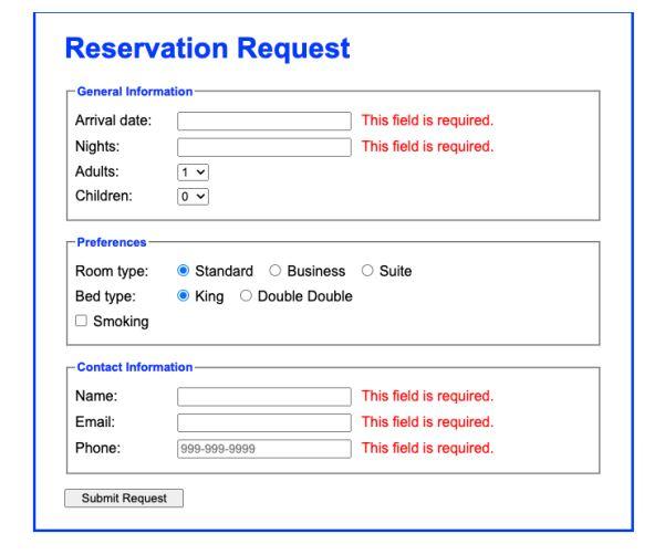 Solved Hotel Reservation Form Assignment Details: As part of | Chegg.com