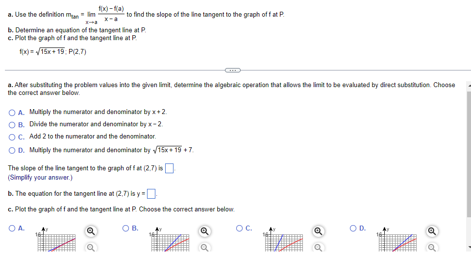 Solved a. Use the definition mtan = lim f(x)-f(a) x-a to | Chegg.com