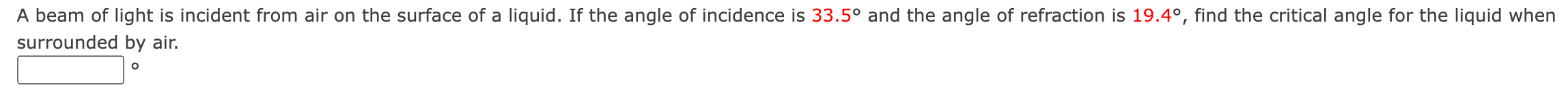 Solved A beam of light is incident from air on the surface | Chegg.com