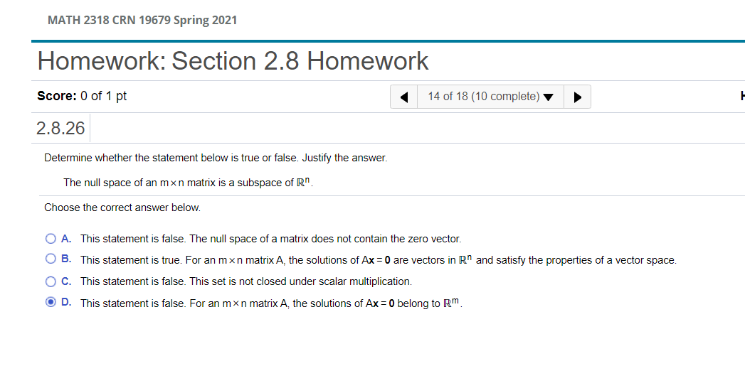 Solved MATH 2318 CRN 19679 Spring 2021 Homework: Section 2.8 | Chegg.com