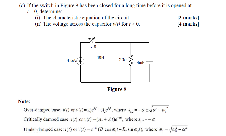 Solved If the switch in Figure 8. has been closed for a long | Chegg.com