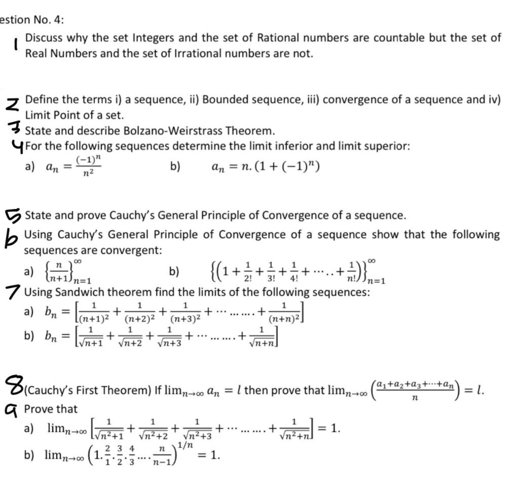 Solved estion No. 4: 1 Discuss why the set Integers and the | Chegg.com