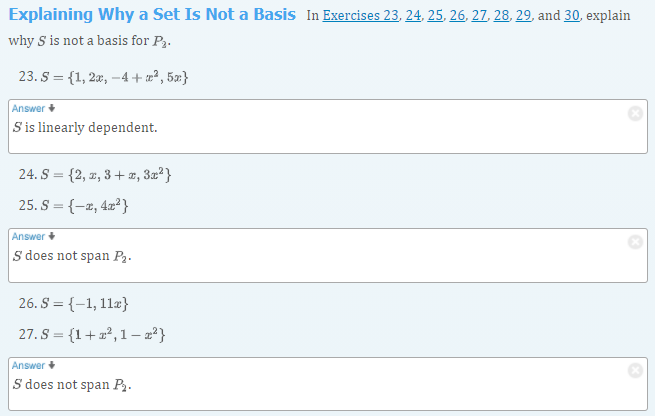 Solved Explaining Why A Set Is Not A Basis In Exercises 23, | Chegg.com ...