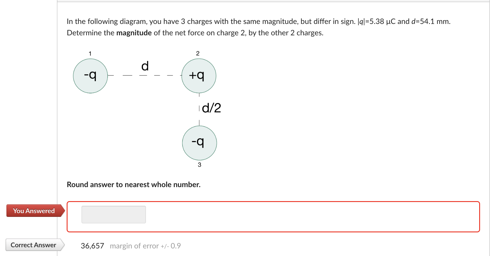 Solved In the following diagram, you have 3 charges with the | Chegg.com