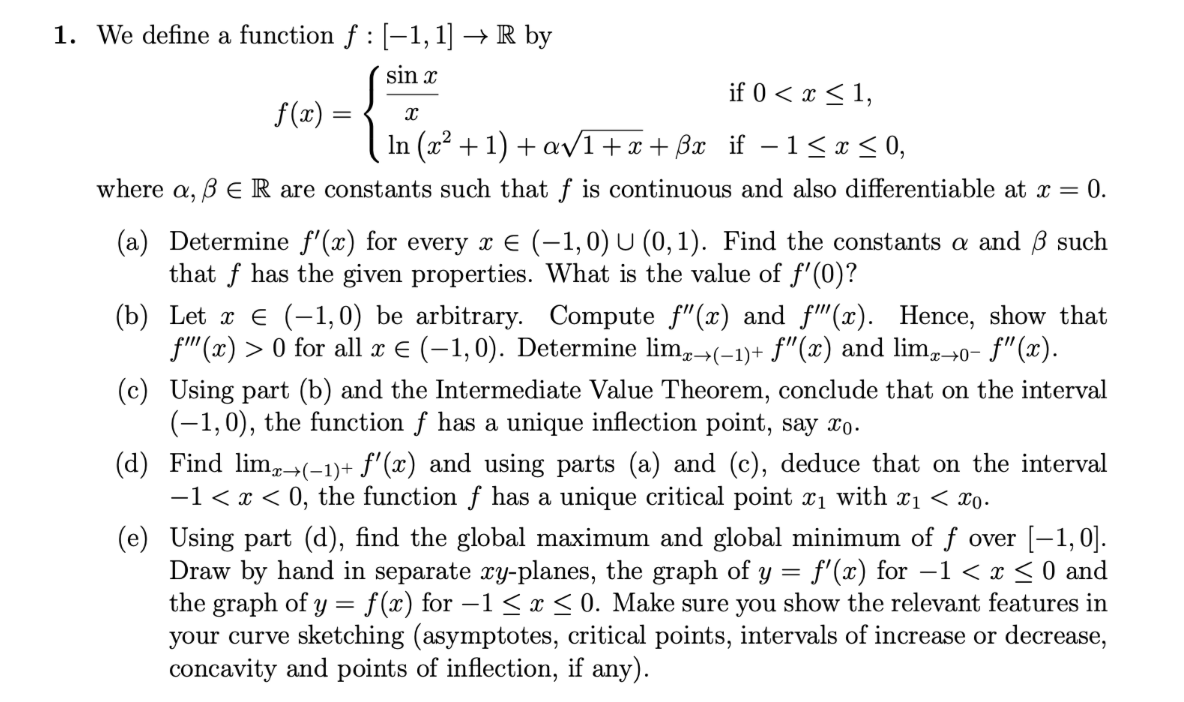 Solved We define a function f:[-1,1]→R | Chegg.com