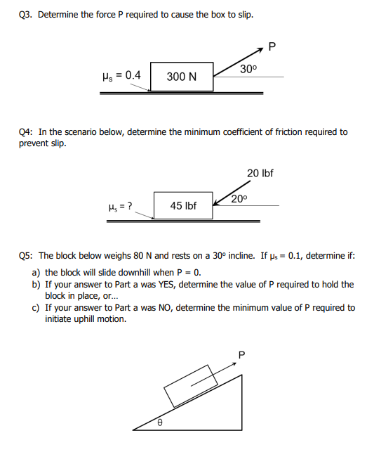 Solved Q3. Determine the force P required to cause the box | Chegg.com