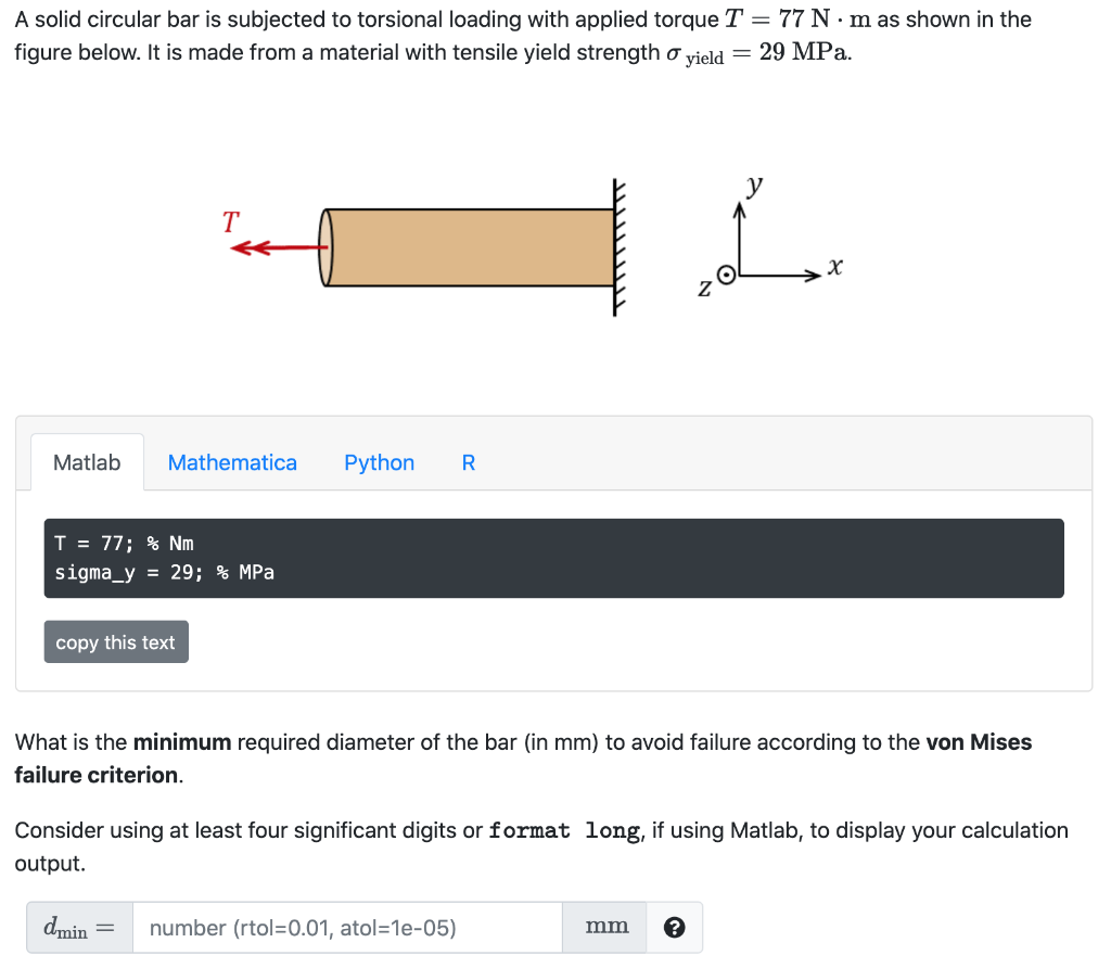 Solved A solid circular bar is subjected to torsional | Chegg.com