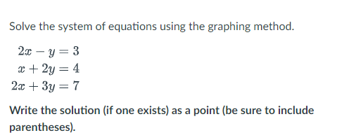Solved Solve the system of equations using the graphing | Chegg.com