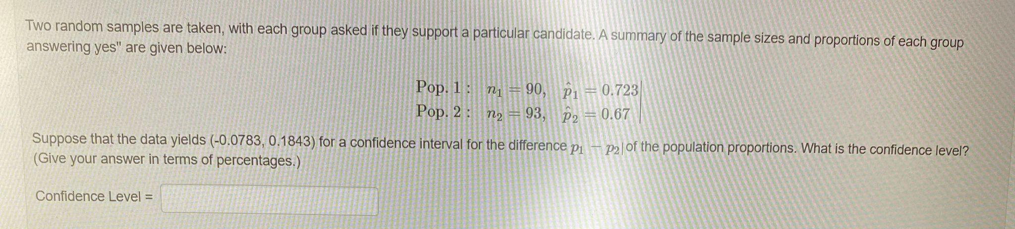 Solved Two random samples are taken, with each group asked | Chegg.com