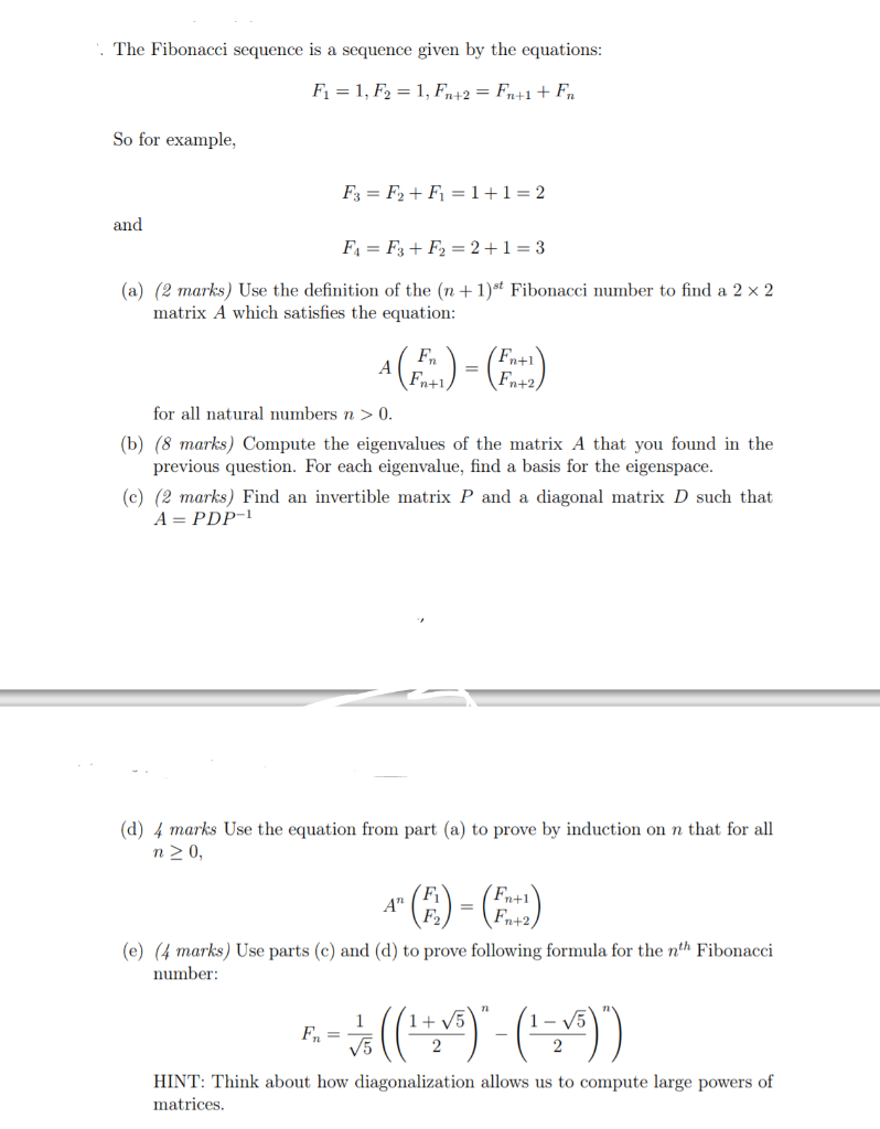 Solved The Fibonacci sequence is a sequence given by the | Chegg.com