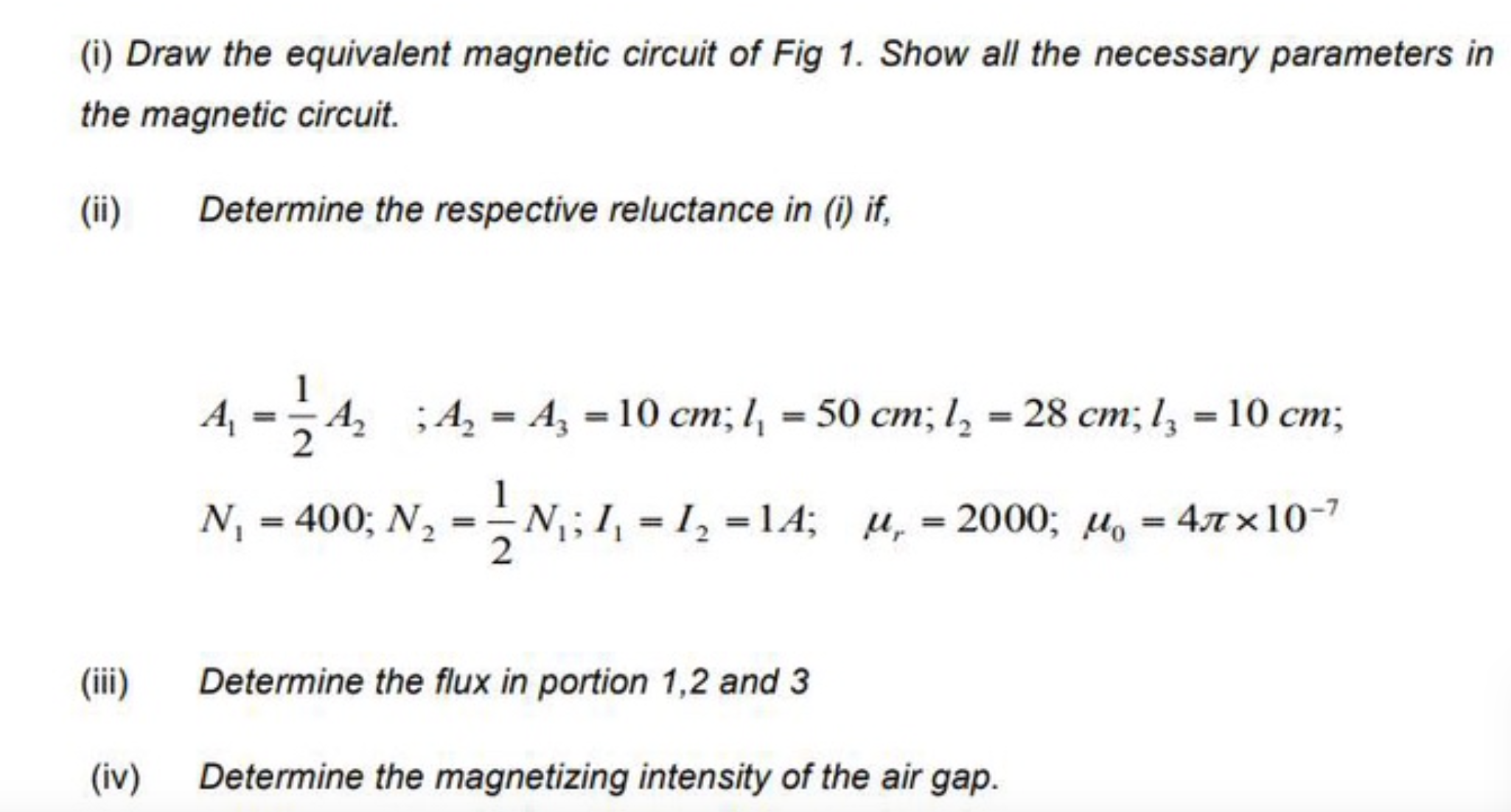 Solved A ferromagnetic core with a relative permeability of | Chegg.com