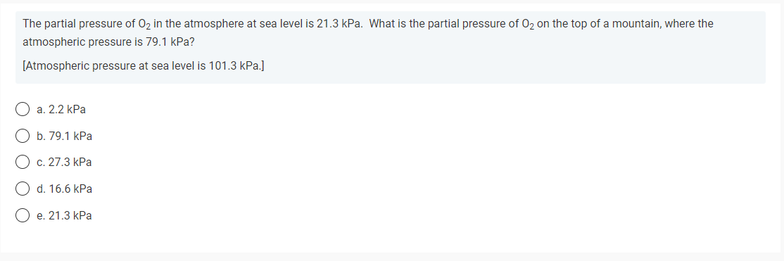 Solved The partial pressure of O₂ in the atmosphere at sea | Chegg.com