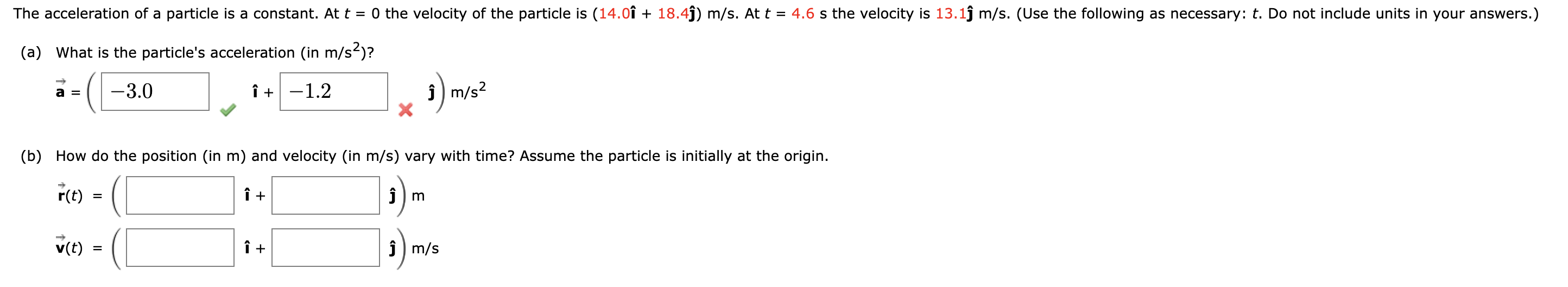 Solved The acceleration of a particle is a constant. At t = | Chegg.com