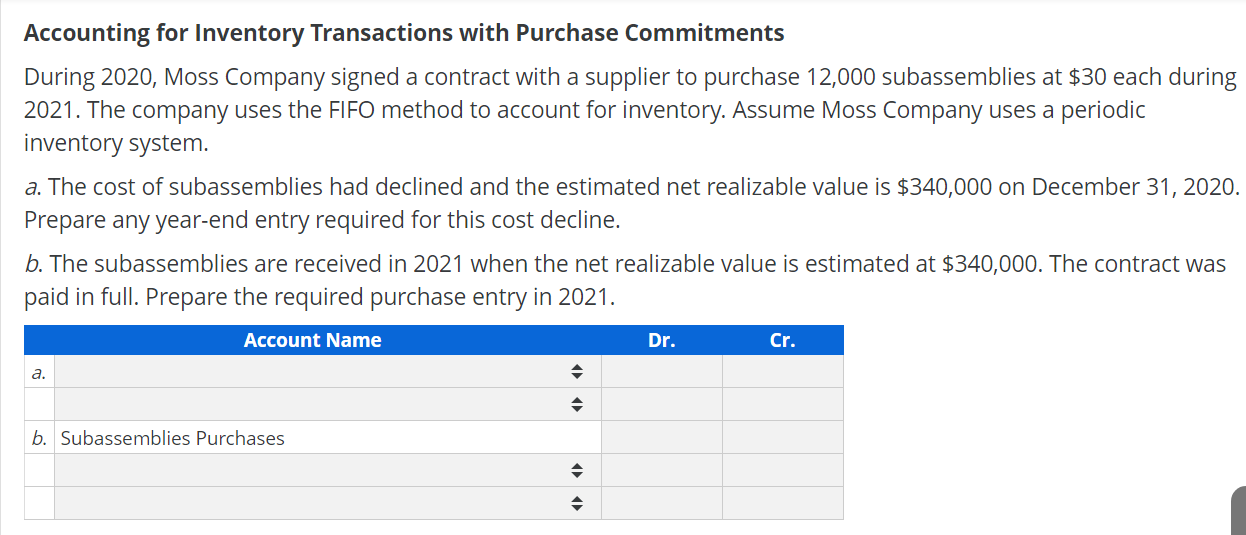 Accounting for Inventory Transactions with Purchase | Chegg.com