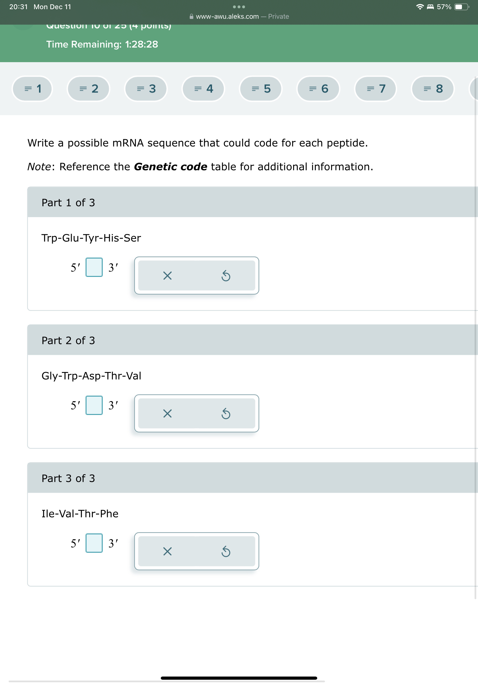 Solved Write a possible mRNA sequence that could code for | Chegg.com