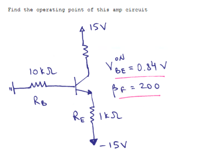 Find the operating point of this amp circuitQuestion | Chegg.com