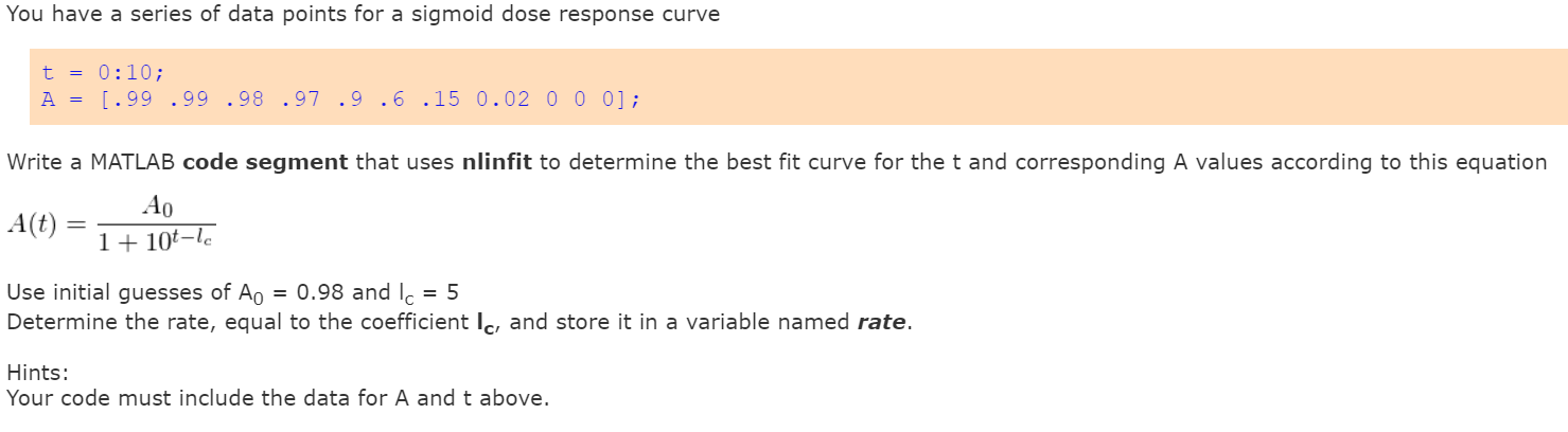 Solved You have a series of data points for a sigmoid dose | Chegg.com