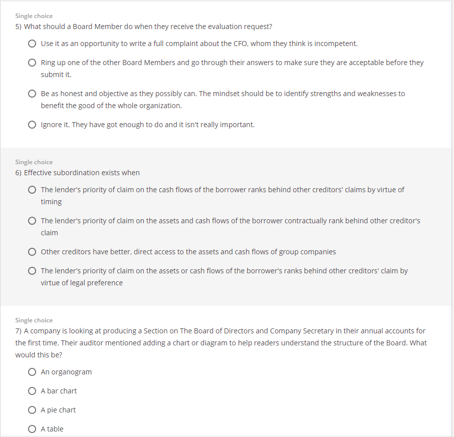 Solved Single choice 5) What should a Board Member do when