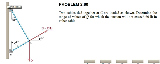 Solved PROBLEM 2.60 bee87312_02060.tit Two cables tied | Chegg.com