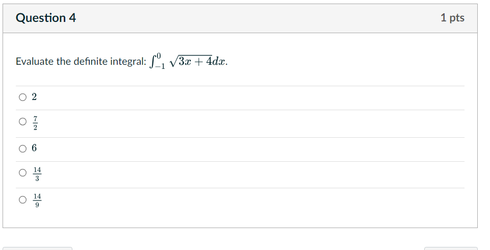 Question 4Evaluate the definite integral: | Chegg.com