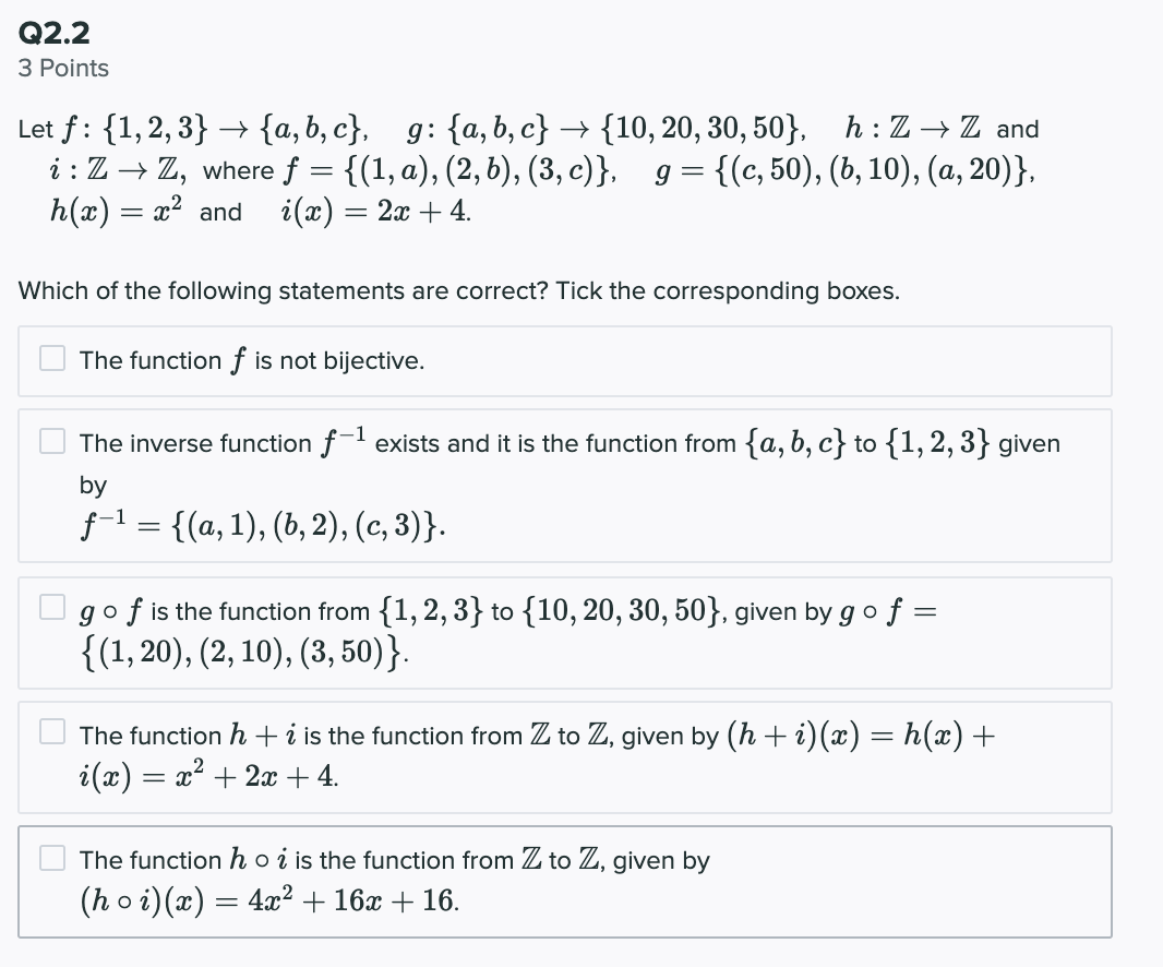 Solved Q2.2 3 Points Let F : {1,2,3} + {a,b,c}, G: {a,b,c} + | Chegg.com