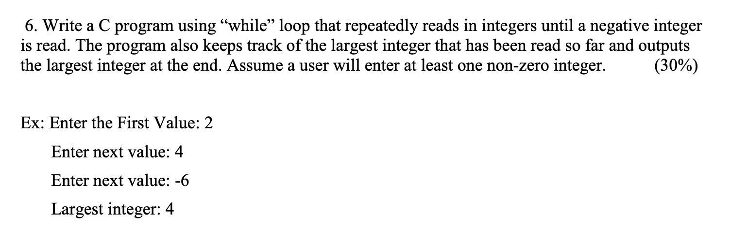 Solved 6. ﻿Write a C program using "while" loop that | Chegg.com