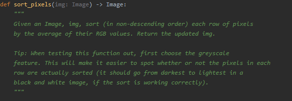 Solved def sort_pixels(img: Image) -> Image: Given an Image, | Chegg.com