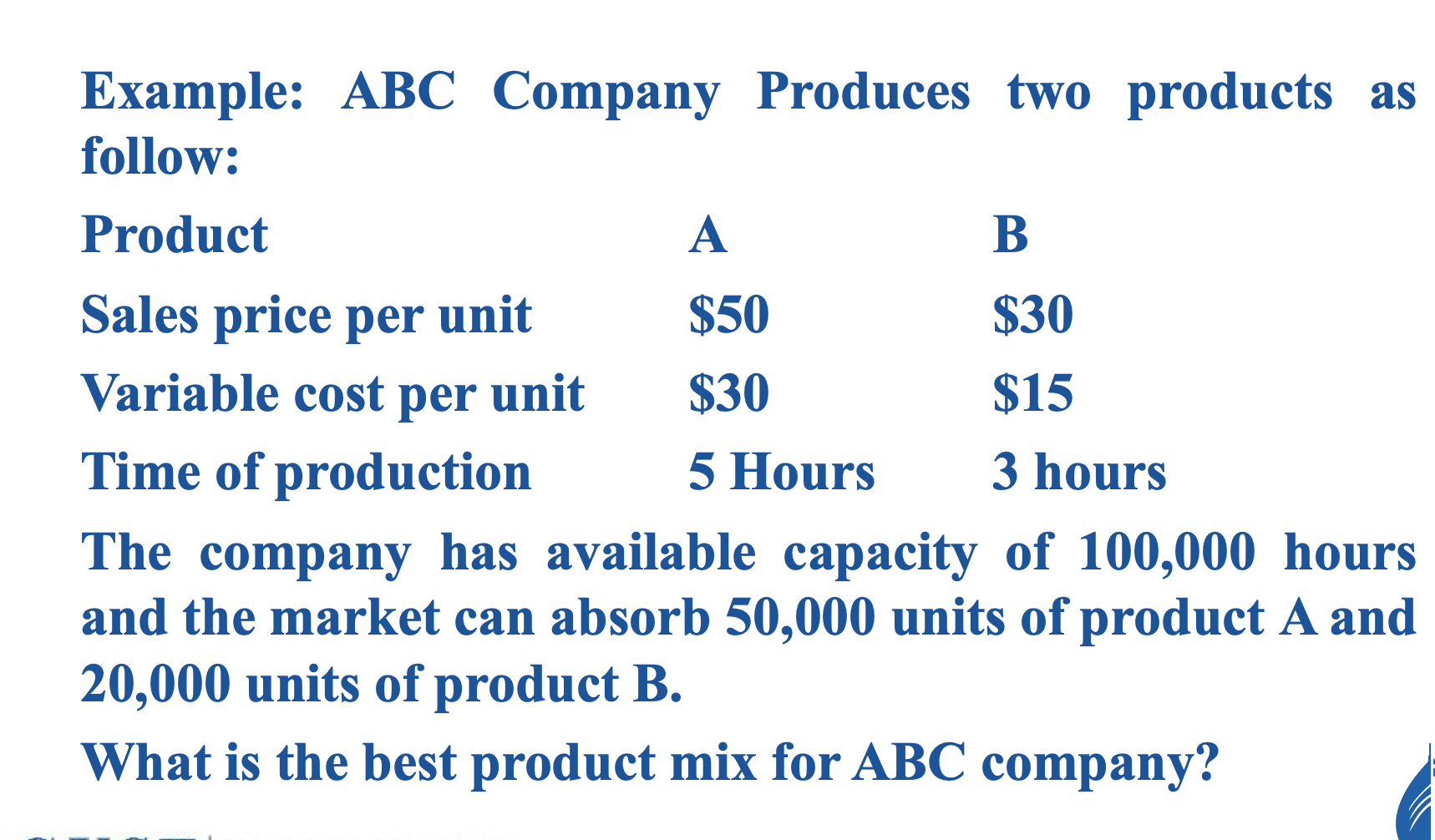 Solved Example Abc Company Produces Two Products As Follow