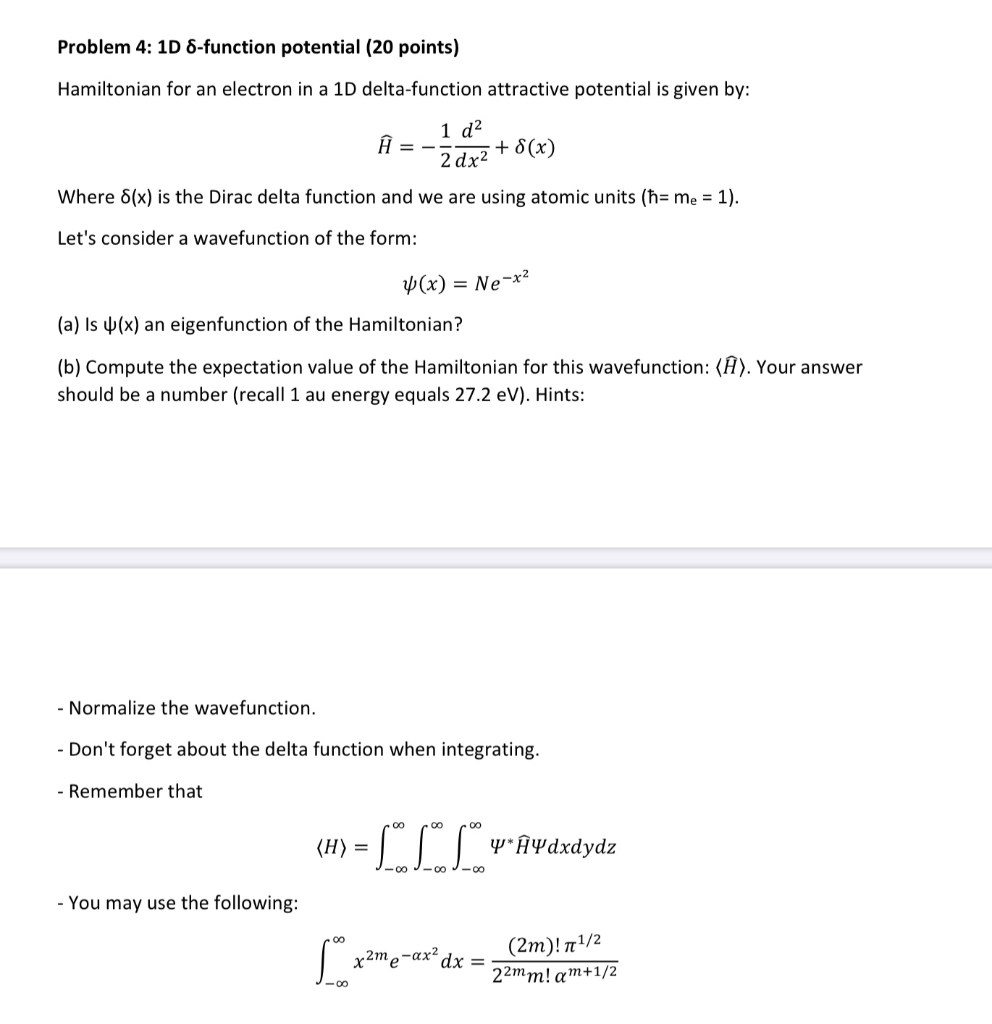 Problem 4 1d Function Potential Points Chegg Com