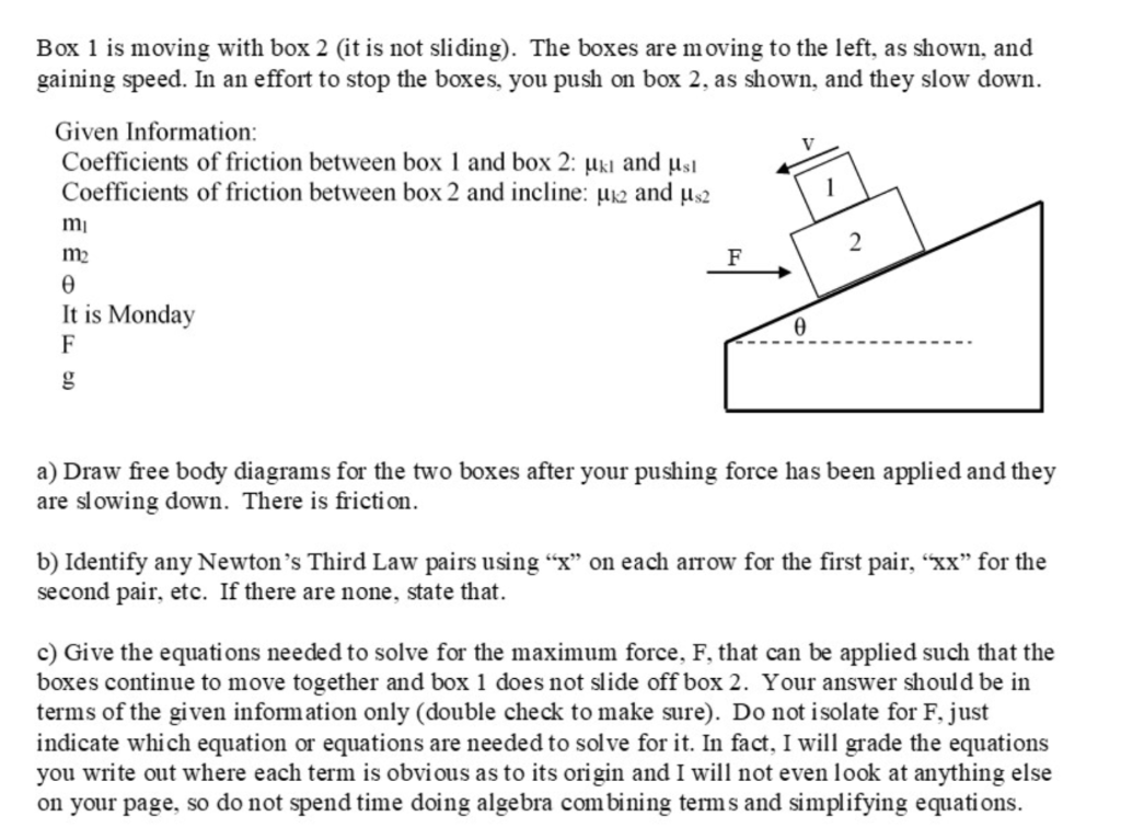 Sliding Box Problem Solved Box 1 is moving with box 2 (it is not sliding). The | Chegg.com