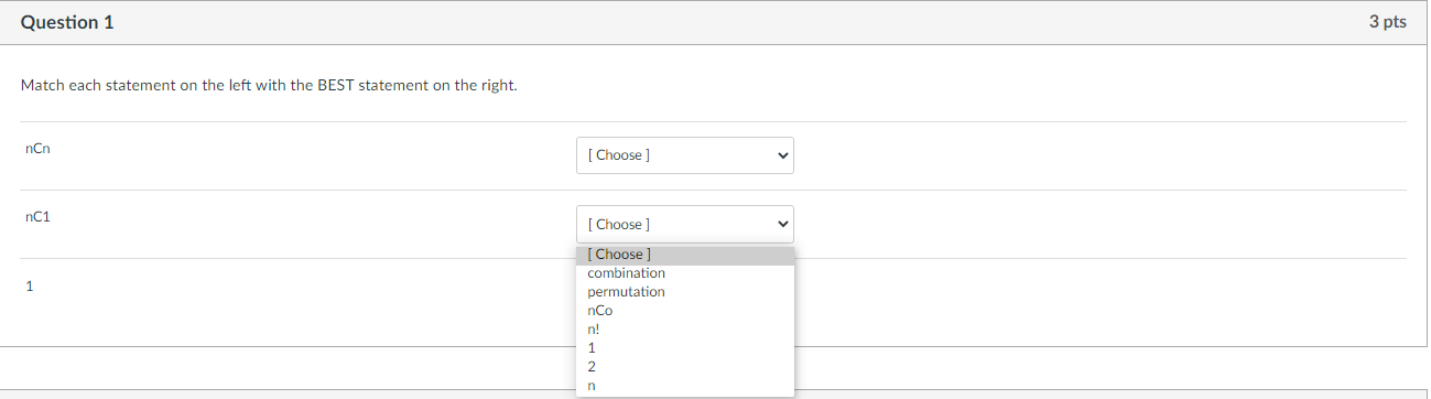 Solved Question 1 3 pts Match each statement on the left | Chegg.com