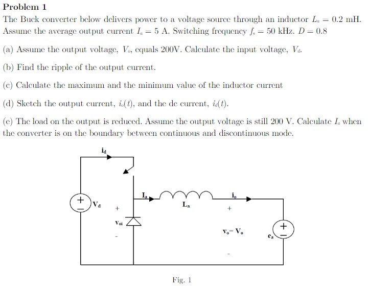 Solved The Buck converter below delivers power to a voltage | Chegg.com