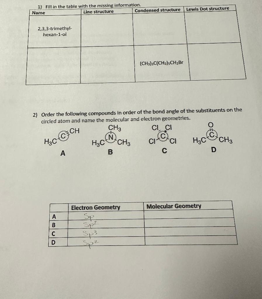 Solved 2) Order the following compounds in order of the bond | Chegg.com