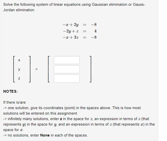 Solved Solve the following system of linear equations using | Chegg.com