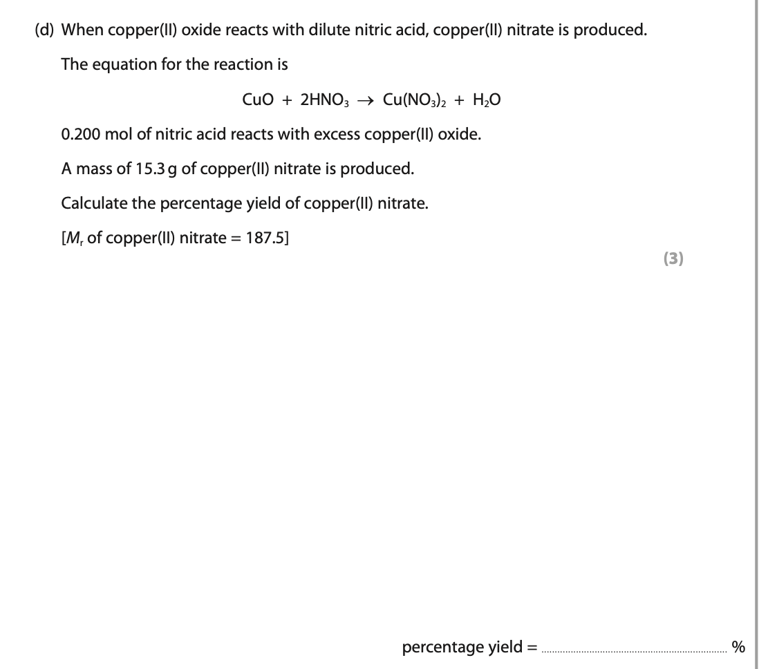 Solved D When Copperii Oxide Reacts With Dilute Nitric 1339