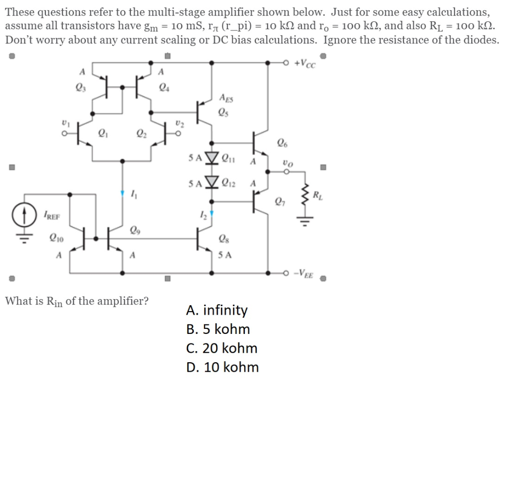 Solved These Questions Refer To The Multi-stage Amplifier | Chegg.com