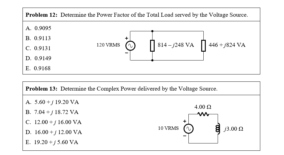 Solved Problem 12: Determine the Power Factor of the Total | Chegg.com
