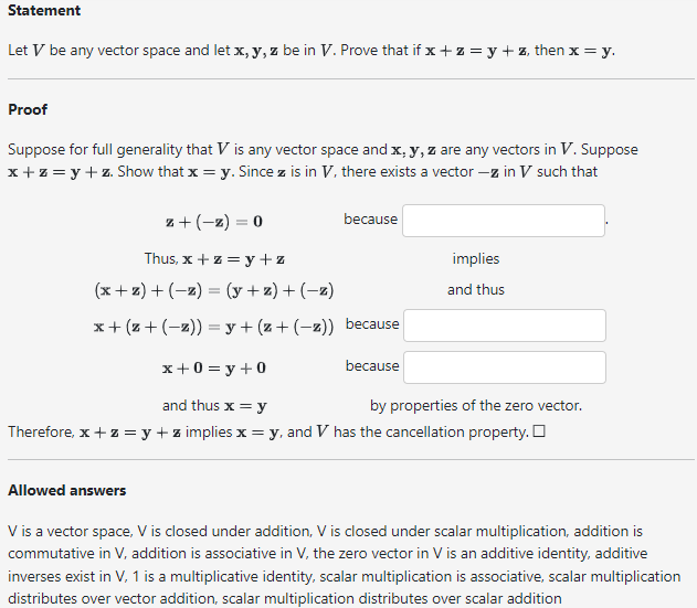 Solved Let V Be Any Vector Space And Let X,y,z Be In V. | Chegg.com